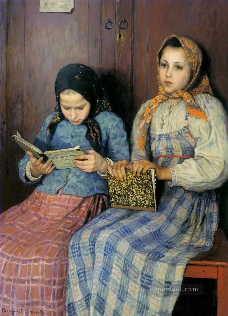 schoolgirls Nikolay Bogdanov Belsky Oil Paintings
